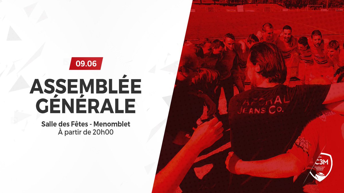 FC3M_football's tweet photo. On compte sur vous pour le dernier événement de la saison !

➡ #AssembléeGénérale
📆 Vendredi 09 Juin 2017
🕐 20h00
📍 Menomblet

#GoFC3M 🔴⚽💪 https://t.co/yKxw8V6n0T