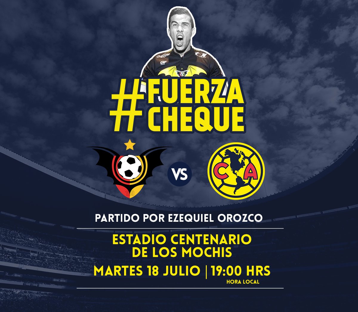 ClubAmerica's tweet photo. #FuerzaCheque

¡Ya tenemos 📆 y ⏰!

⚽ @murcielagosfc 🦇 🆚 @ClubAmerica 🦅
📆 18 de julio
🏟 Centenario de Los Mochis
⏰ 7:00 p.m. hora local https://t.co/H35qaZxkkw