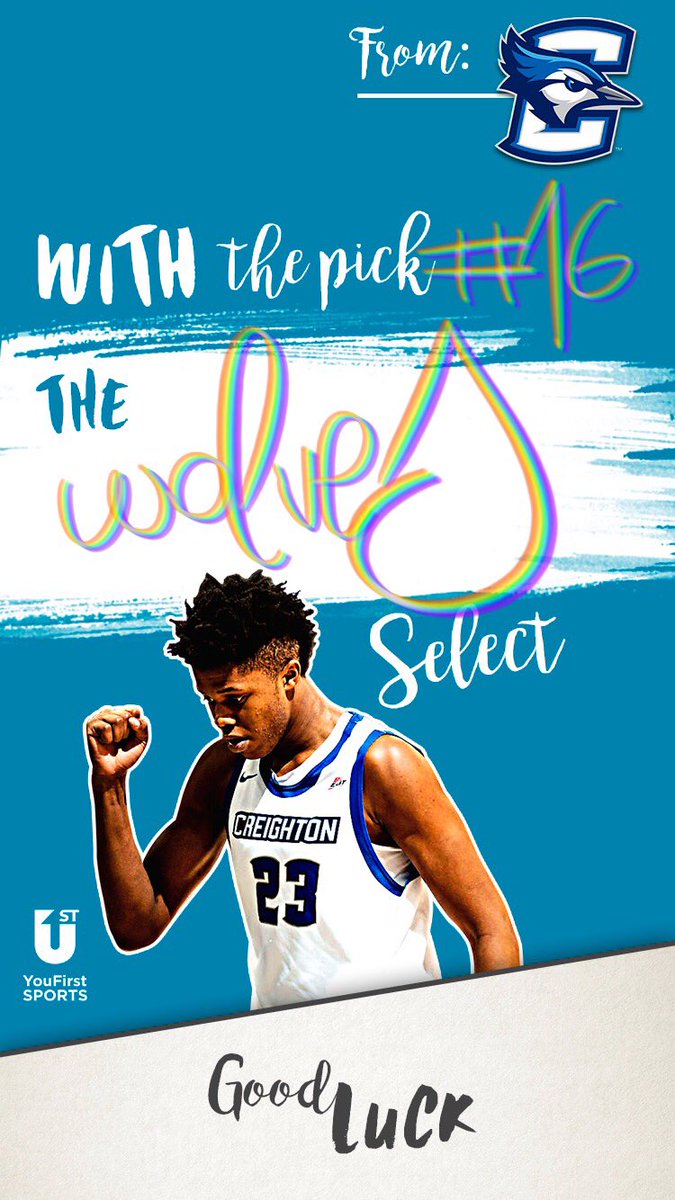 YouFirstBasket's tweet photo. #NBADraft @JustinPatton17, sky is the limit. #Round1 #Pick16 #Wolves #NBA #YouFirstClient #TeamASM https://t.co/ADIFyxaLyS