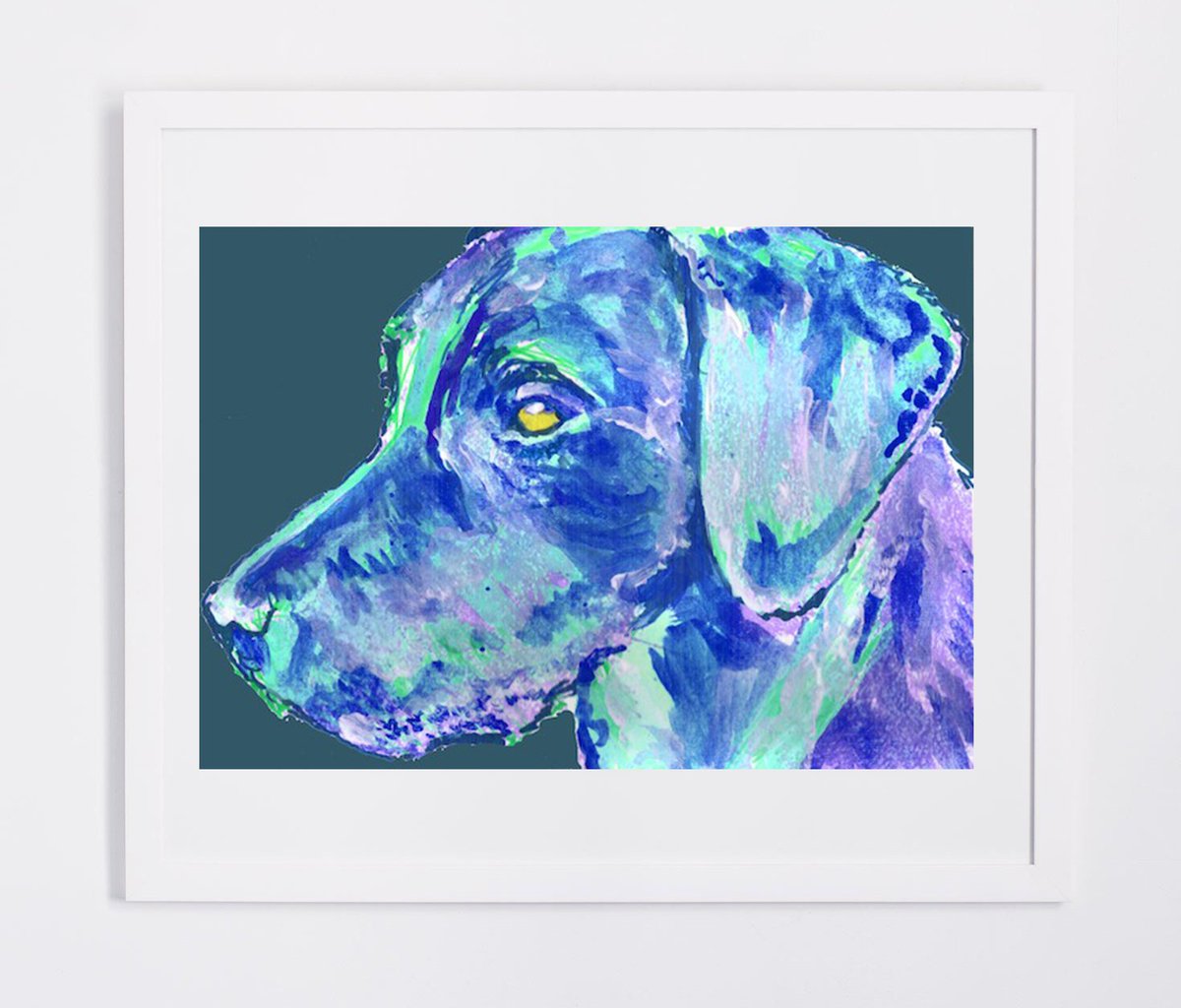 Labrador Dog Gift Subtle violet and vibrant blue Dog Painting - Sig… etsy.com/OjsDogPainting… #etsy #LabradorPortrait