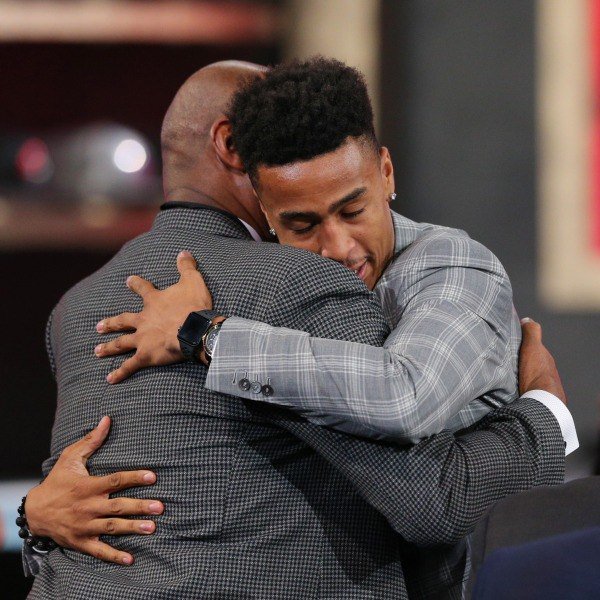WakeMBB's tweet photo. The joy of your dream coming true and the pride of a coach who helped him achieve it. Special moment for @CoachDManning & @jcollins20_ https://t.co/RJPWGWUbO3