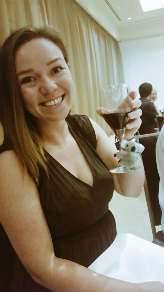 vivmn's tweet photo. Cute gift bags! Ready for fancy dinner :) #koalahangingonwineglass #4thICFT @jillbrooks85 https://t.co/eZDRDwnKVP