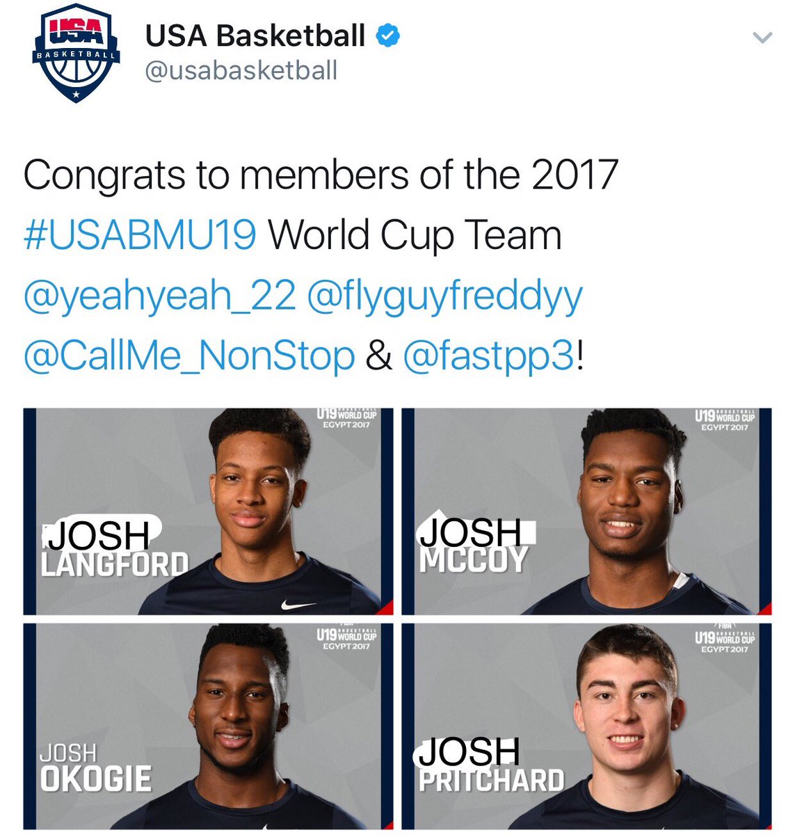 NotCoachJohnson's tweet photo. here. The Raycom Sports guide to the 2017 #USAMBU19 team. https://t.co/O5C7OaMEfl