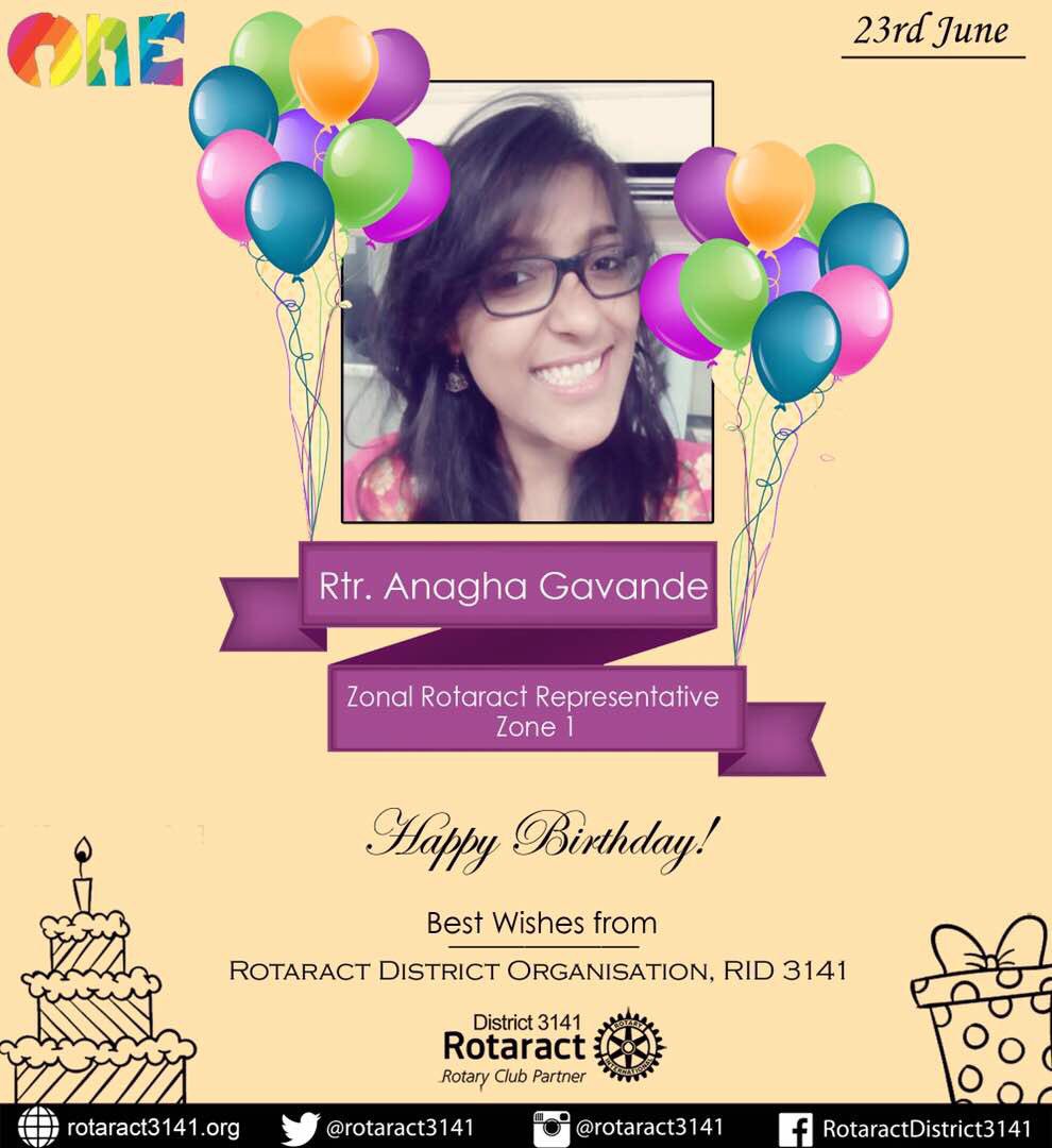 Rotaract3141's tweet photo. Rotaract District 3one4one wishes it's Zonal Rotaract Representative : Zone 1 -A Very Happy Birthday 
#BirthdayDiaries #Happybirthday https://t.co/klATrXrGPG