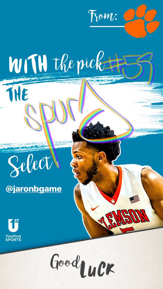 YouFirstBasket's tweet photo. #NBADraft @JaronBgame, welcome to the #NBA! #Round2 #Pick59 #Spurs #YouFirstClient #TeamASM https://t.co/0g9qqPZbcH