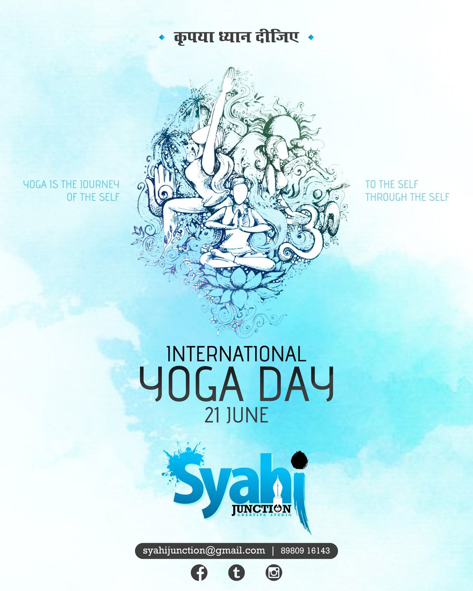 SyahiJunction's tweet photo. Yoga is the journey of the self...to the self...through the self
INTERNATIONAL YOGA DAY
#syahijunction #InternationalYogaday #creativestudio https://t.co/qhB0ct89nC