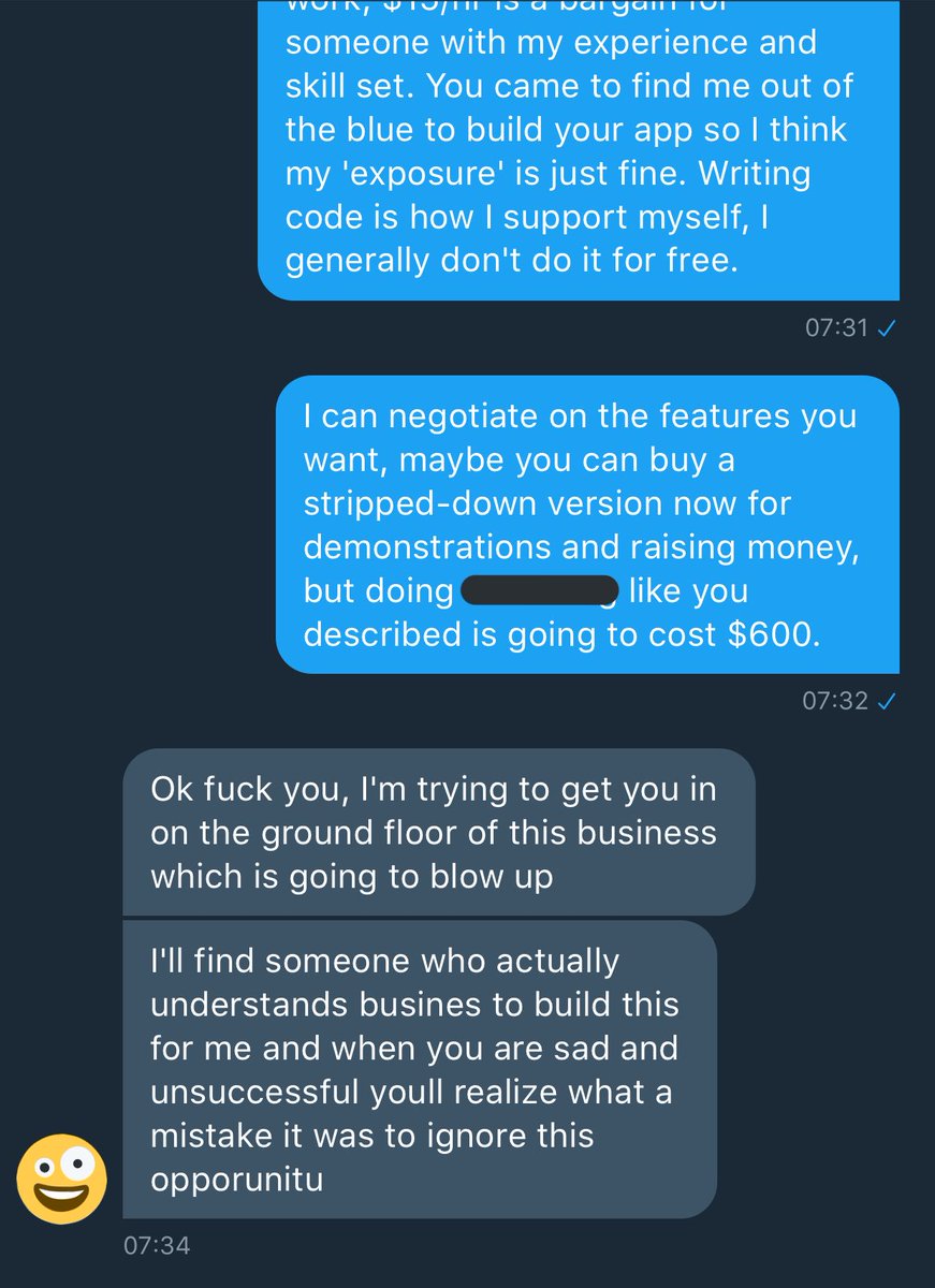 franklyrosalind's tweet image. lmao sorry friendaloo but if you want me to write you a couple thousand lines of code you get to profit from forever it's gonna cost you