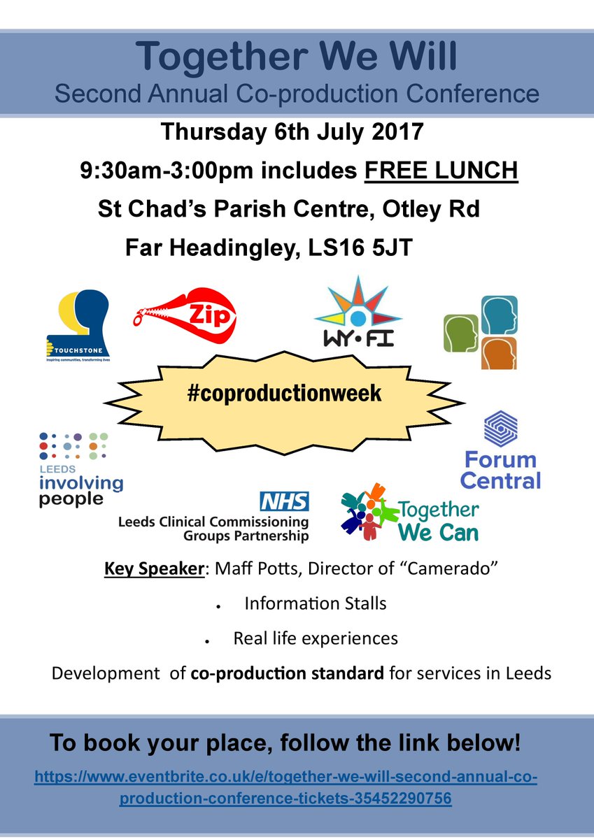 InvolvingYou's tweet photo. Two weeks and one day to go until the #coproduction event 6 July 2017 @Touchstone_Spt @WYFIProject @twcleeds https://t.co/9w5zSqfPeB