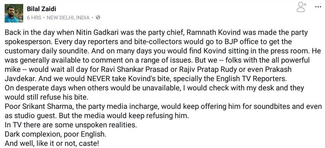 India_Policy's tweet photo. Why Media had to Google for #RamNathKovind? Here is an admission of pathetic bias, casteism and ignorance https://t.co/6XQ2KjkUWU