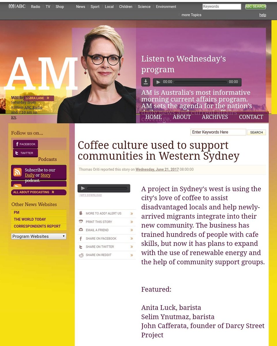 Beautiful feature this morning on ABC radio about us #darcystproject #socialenterprise #coffee #socent #parramatta
abc.net.au/am/content/201…