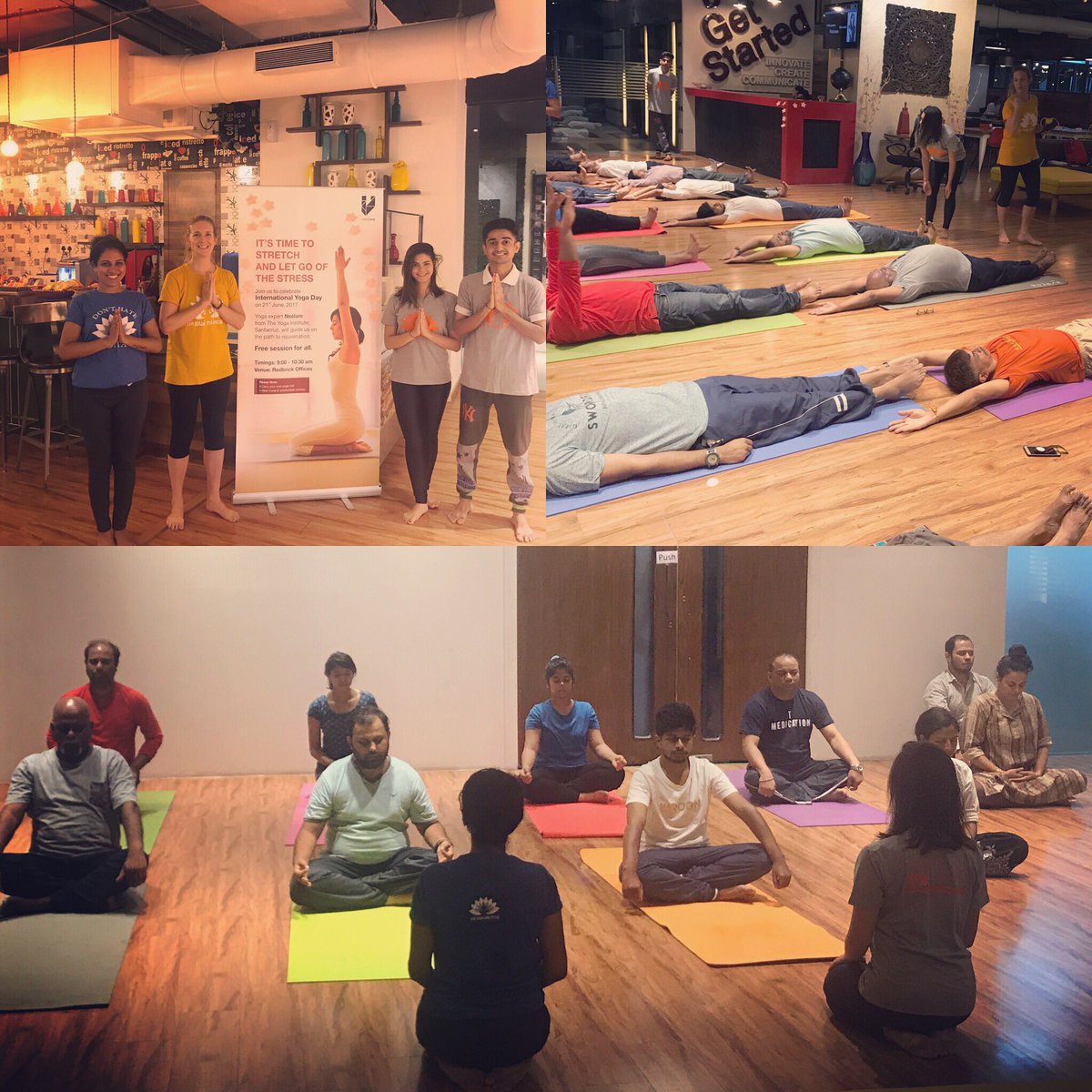Viscomm_'s tweet photo. The @yogainstmumbai came over to make aasana a little more 'aasaan' for us! #internationalyogaday #yogaday2017 https://t.co/71CfRcdOhQ