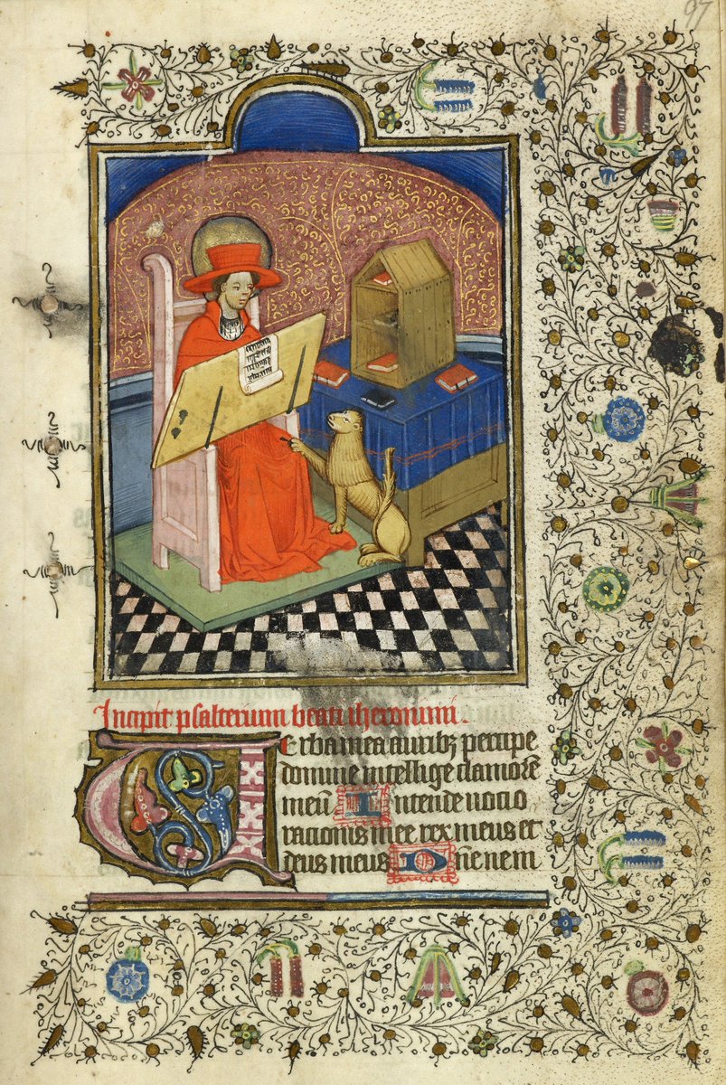 It's #NationalWritingDay! May the plaintive lion of procrastination be ever thwarted by the massive upright desk of creativity (Harley 2982)