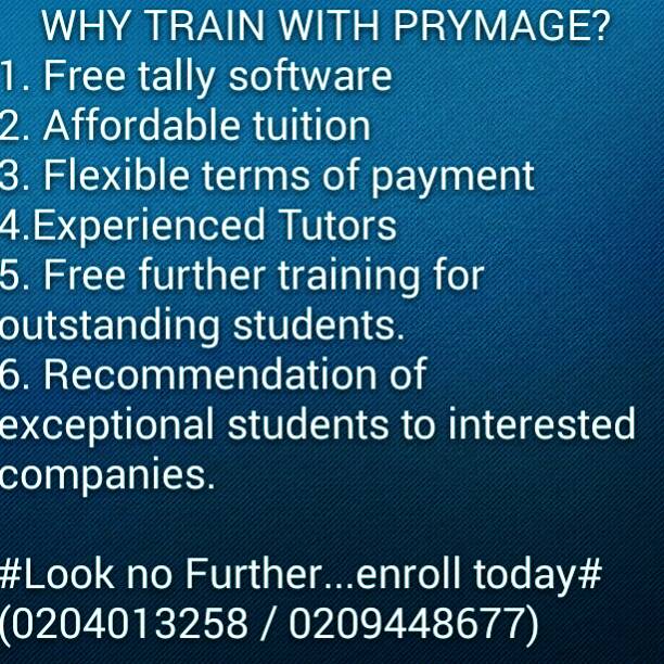 GtucBsa's tweet photo. Why Train With Prymage? #TallyAccount #GtucBsa https://t.co/8ov9k0hwIi