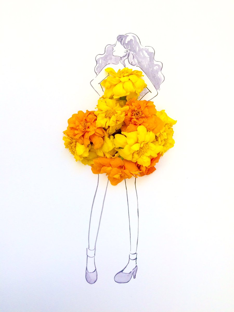 트위터의 はな言葉 新刊出ました 님 折れたマリーゴールドの花を拾い集めて描きました 花言葉 黄色 健康 オレンジ色 予言