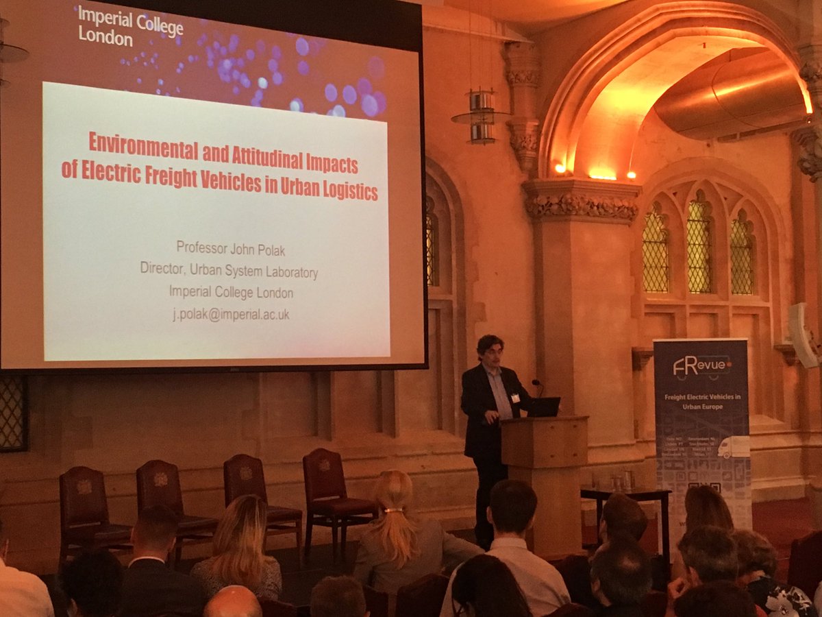 CrossRiverPship's tweet photo. Up now @imperialcollege's Prof. John Polak on environmental & attitudinal impacts of #electricfreight vehicles #FREVUEconf https://t.co/Ti7VjQUL41
