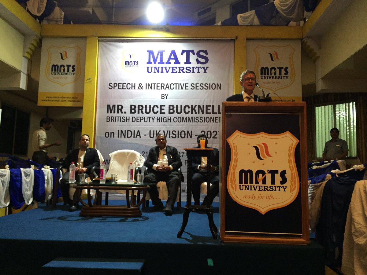 mainakde's tweet photo. .@Bruce_Bucknell in lively interaction with #MATSUniversity Students Discussed: #IndiaUK #UK&World #Tech #Culture #Equality @UKinIndia 1/2 https://t.co/78Xmnxsza9