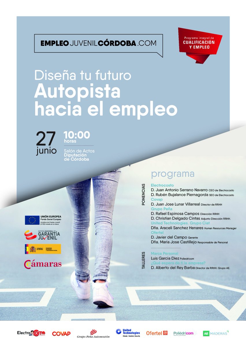 27/06 Jornada "Diseña tu futuro #Autopistahaciaelempleo " en <a href="/dipucordoba/">Diputación de Córdoba</a> @Camaras_PICE Inscripciones: goo.gl/hHXtjs