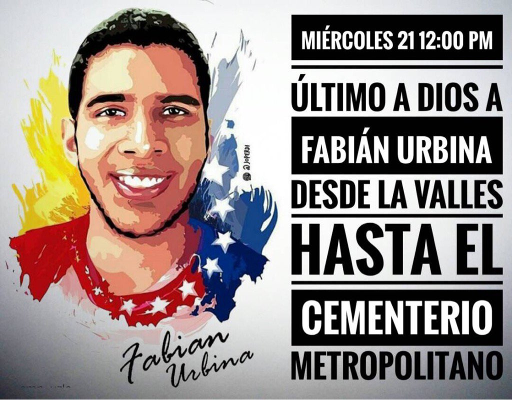 rctv's tweet photo. Hoy en Maracay último adiós a Fabián Urbina. https://t.co/5w0uZtyPz4