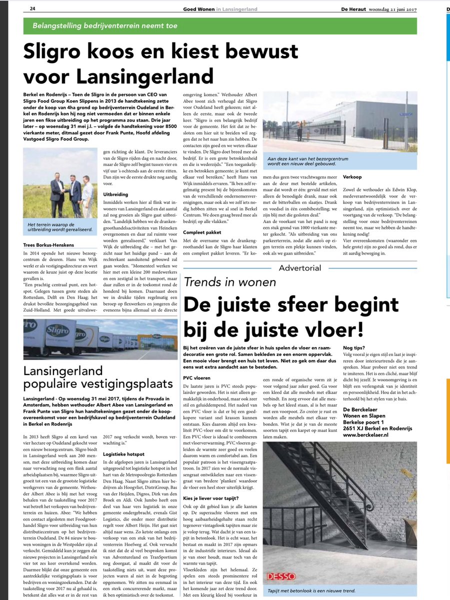 Leuk verslag in de #Heraut over uitbreiding #Sligro op Lansingerland.
