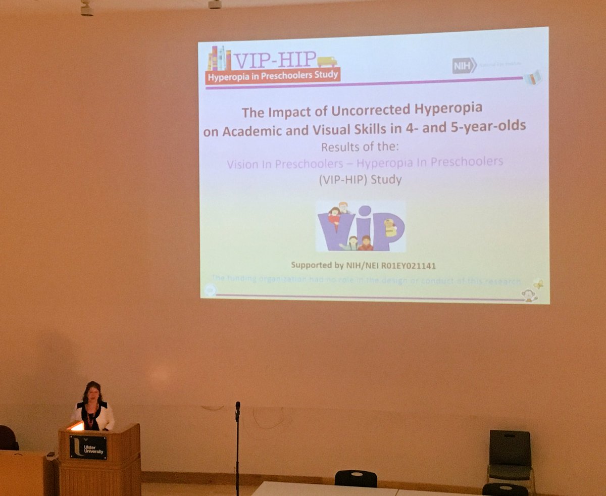 Our final keynote lecture by Marjean Kulp talking about the impact of uncorrected hyperopia on literacy in preschool children. #CVRS2017