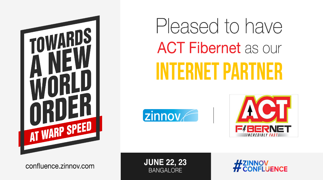 Zinnov's tweet photo. Pleased to announce @ACTFibernet as our Internet Partner providing data #atwarpspeed at #ZinnovConfluence. https://t.co/p7lzEJbc6n https://t.co/ayzPrSLyw0