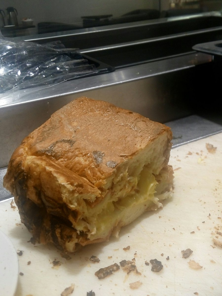 [ Just made an entire cheese and ham loaf. Look at that cheese!