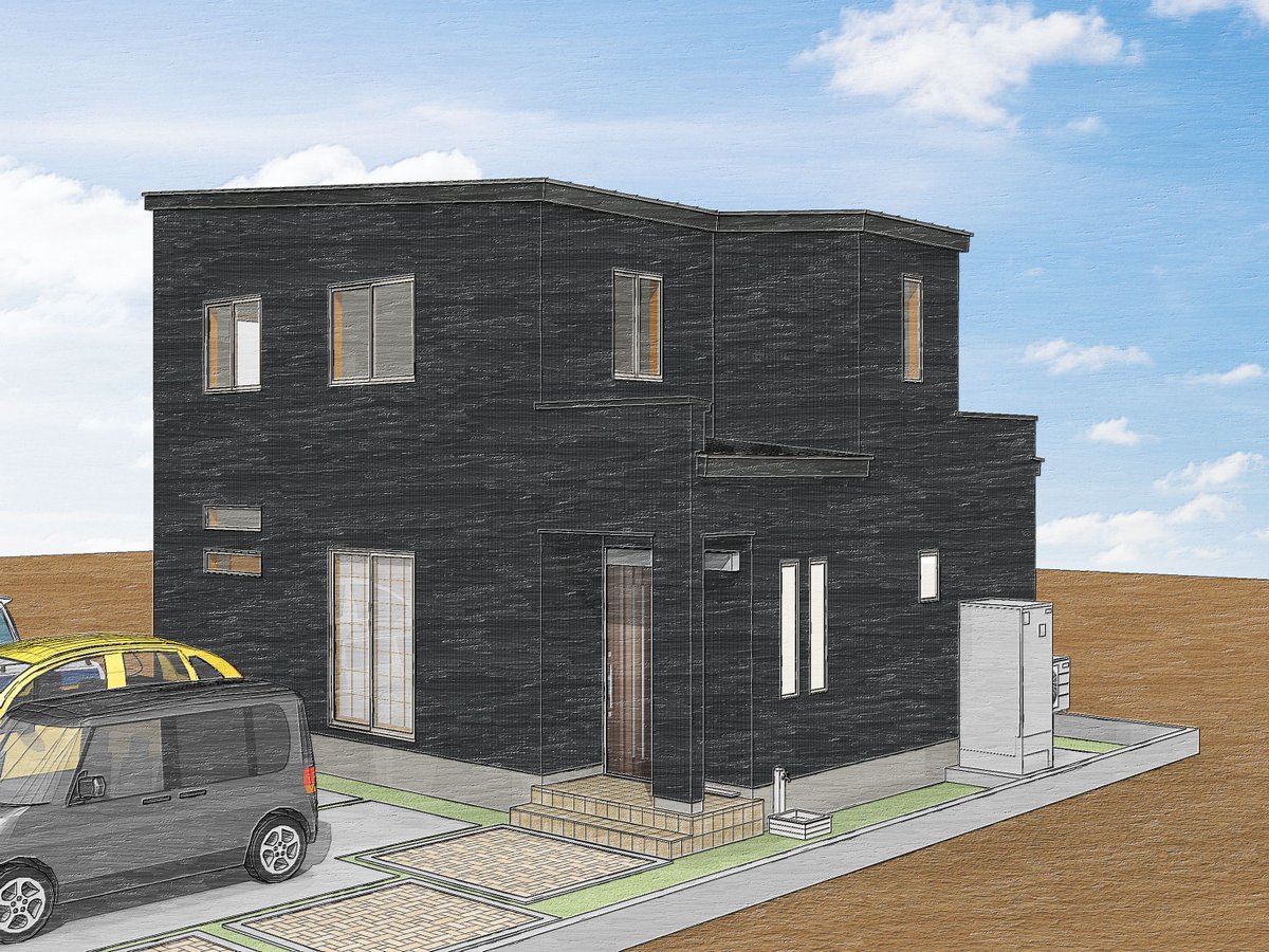 明星光紀 七尾にある住宅メーカーの愛犬家社長 V Twitter 今日作った住宅の外観はこんな感じ 黒のガルバリウム鋼板をご要望だつたので ちょっと今時テイストに仕上げてみました お客様の反応が楽しみです シティハウス産業 外観パース