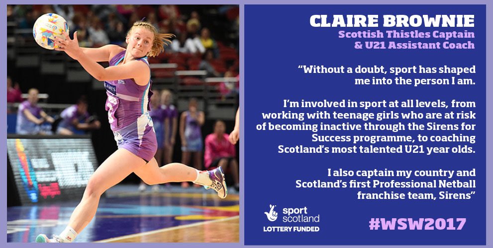 sportscotland's tweet photo. #WSW2017 | @NetballScotland Captain, Claire Brownie, on working with the next generation: https://t.co/uX5mtc0Jvs