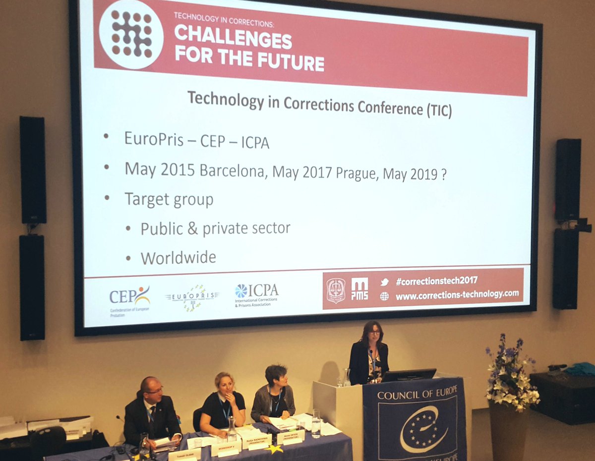 Kirsten Hawlitschek presenting joint CEP EUROPRIS ICPA conference on 'Technology in Corrections' at CDPPS conference Lillestrom. #probation