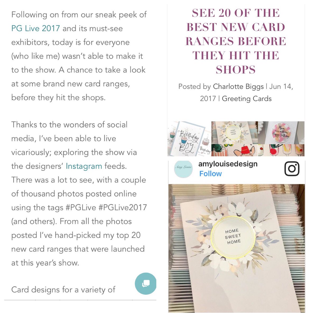 amylouisecards's tweet photo. Thank you to the @cardandgiftnetwork for featuring me in the latest blog post "20 of the best new greeting card ranges you must see..." https://t.co/H9KQs5aiVg