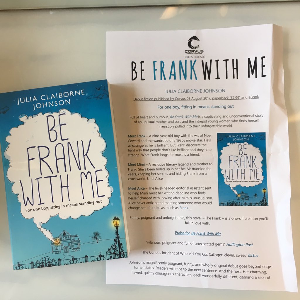Matineegirl's tweet photo. Thank you to @theotherkirsty #BeFrankWithMe @JuliaClaiborneJ @CorvusBooks #bookpost https://t.co/gjQRAR6gmc