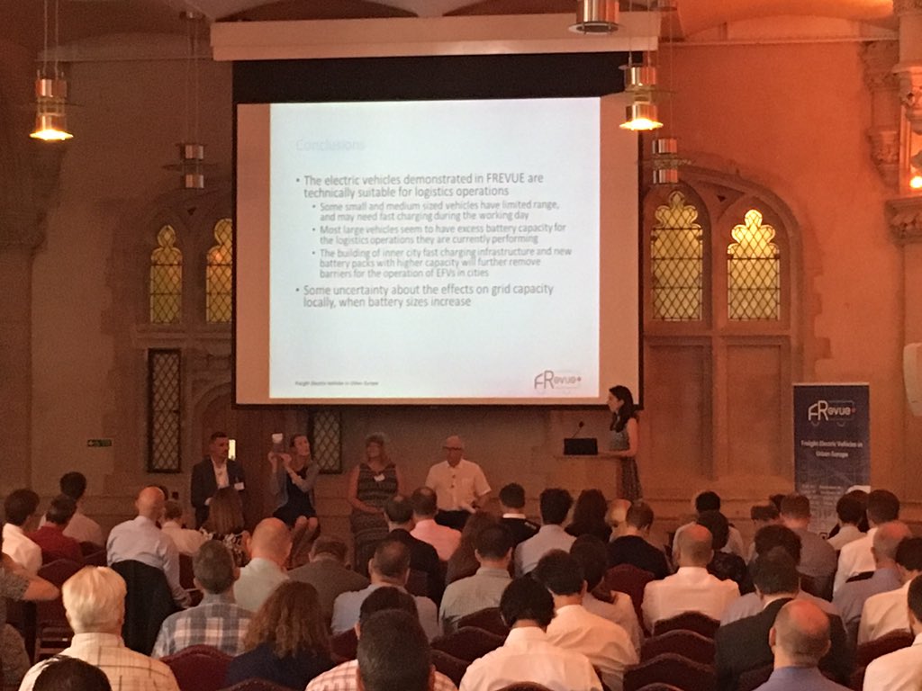 CrossRiverPship's tweet photo. Key finding: The #electricfreight vehicles demonstrated in @FREVUE_project are technically suitable for logistics operations #FREVUEconf https://t.co/KzjjY3GGtc