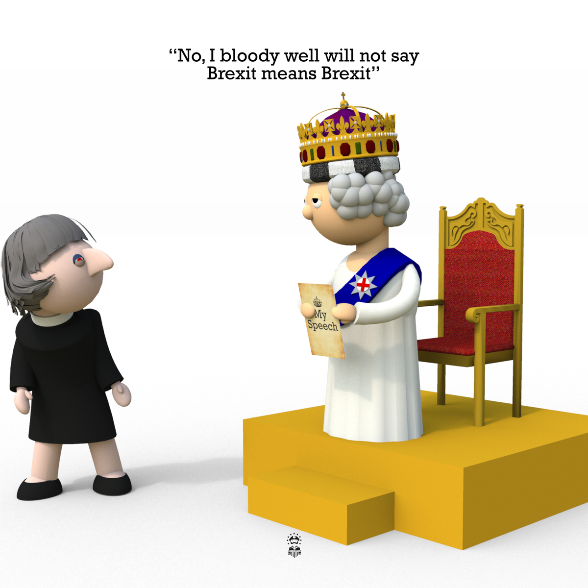Trump_ton's tweet photo. “No, I bloody well will not say Brexit means Brexit”

#QueensSpeech https://t.co/qVpWBWfr0q