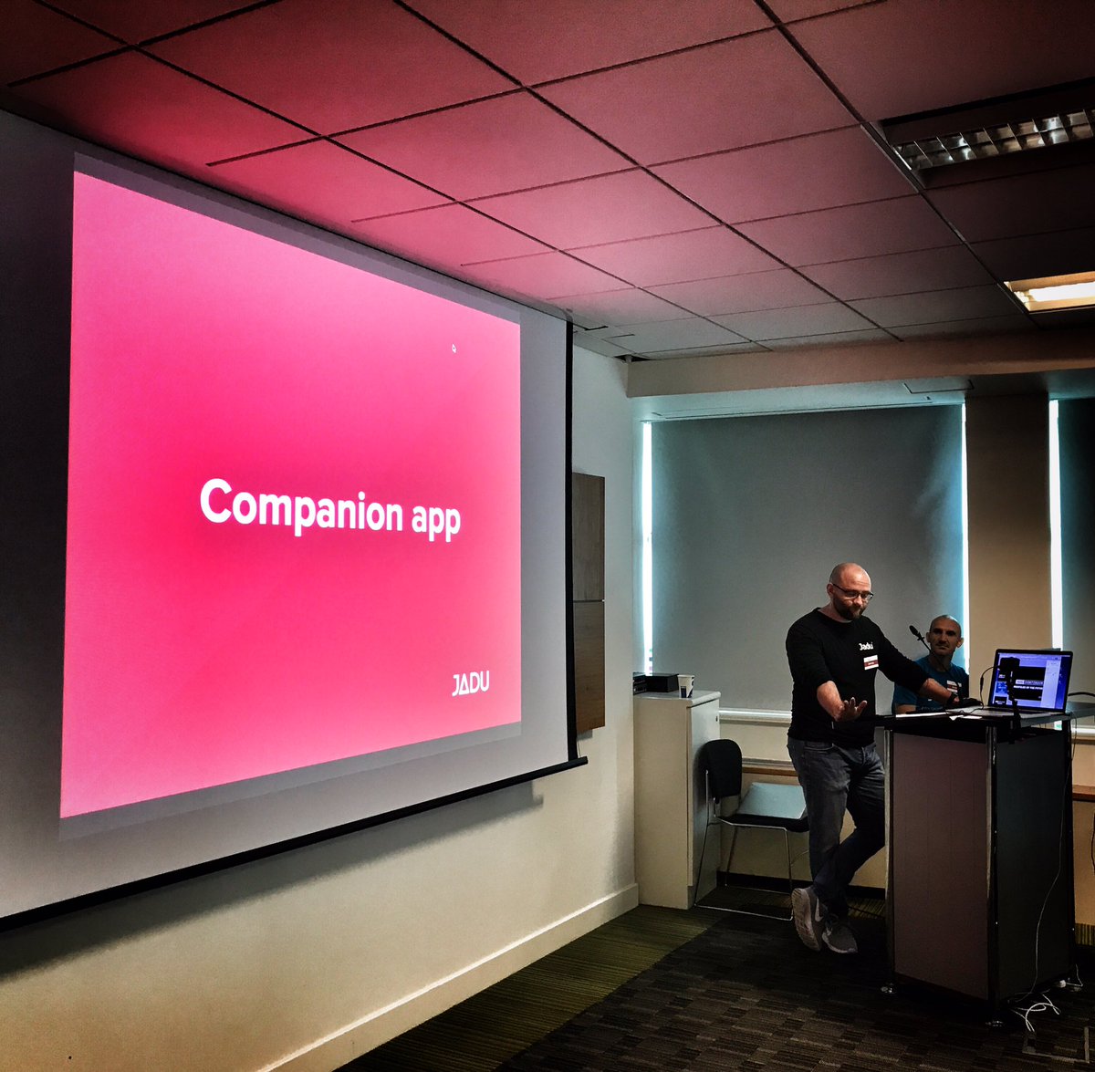Up now is James showing the future of the Jadu Companion app #jaduacademy