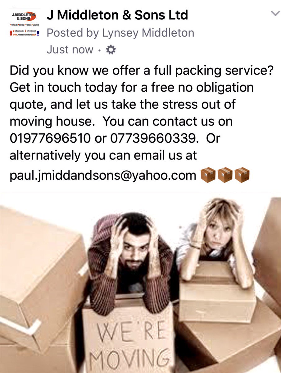 Did you know we offer a full packing service?  Get in touch today for a no obligation quote and let us take the stress out of moving house!