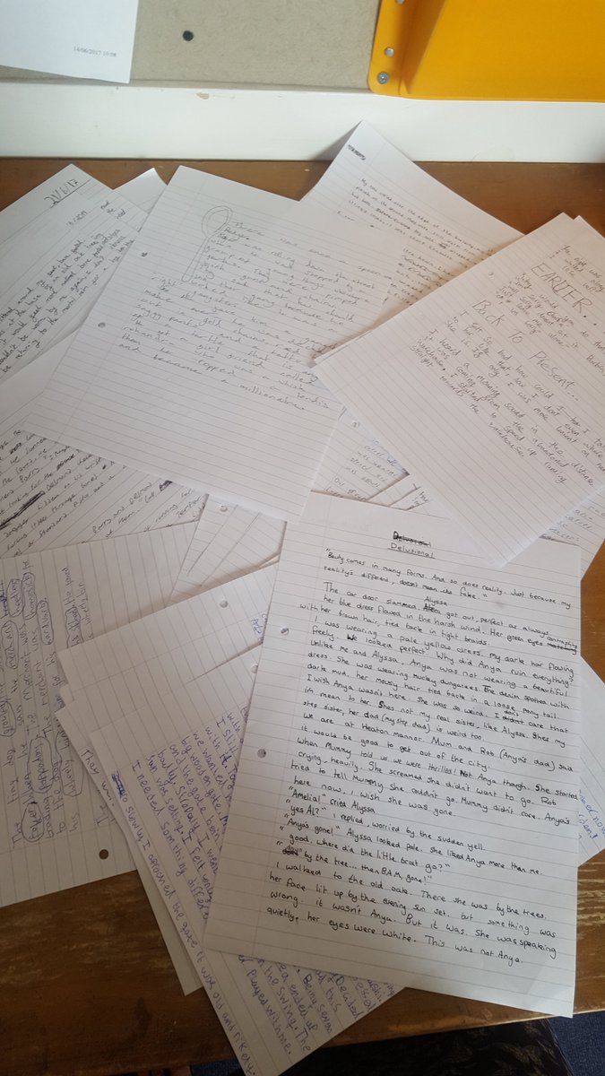 HHSEnglishDept's tweet photo. @HellesdonHigh are taking part in #nationalwritingday today and we're already seeing some excellent work! #EMCLetThemLoose #HellesdonHigh https://t.co/pVGW3yrBNi