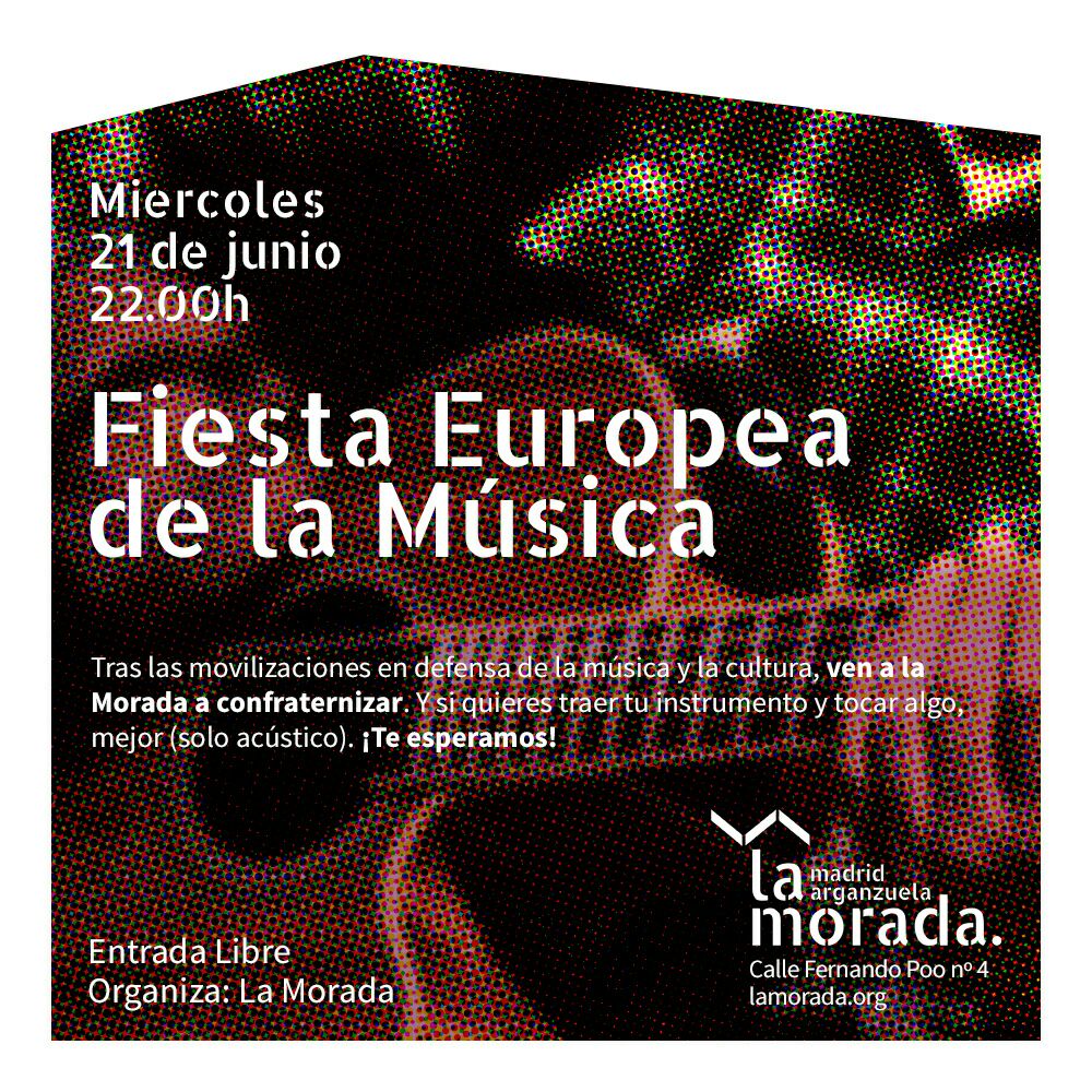 MoradaMadrid's tweet photo. ¡¡Feliz #DiaDeLaMúsica!! 🎼🎸💃

Como dijo Jorge Luis Borges: "Gracias por la música, misteriosa forma del tiempo"

Os esperamos hoy a las 22h https://t.co/kCFK3YA5OY