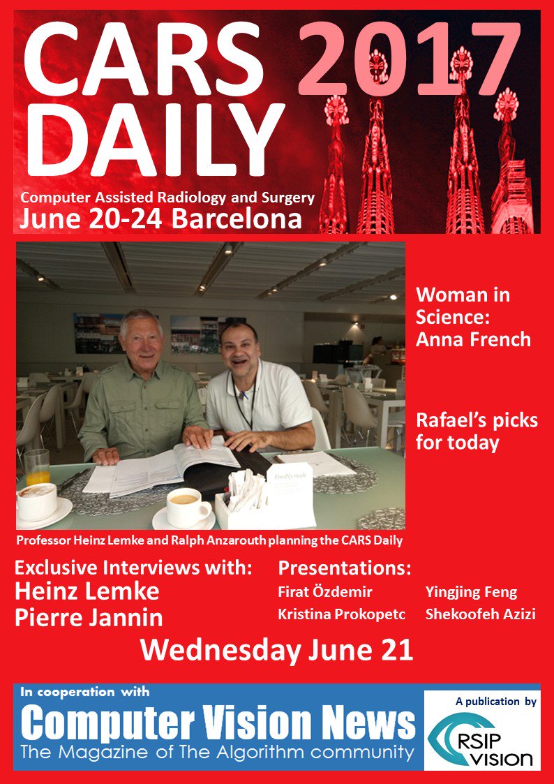 .#CARS2017 and <a href="/RSIPvision/">RSIP Vision</a> have partnered to publish the #CARS Daily magazine. Here is today's (Wed) ==> rsipvision.com/CARS2017-Wedne…   <a href="/IFCARS/">CARS Congress&Exhib.</a>