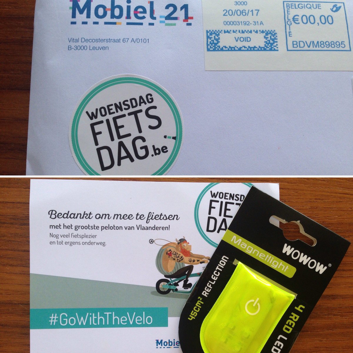 Woehoew, post op #woensdagfietsdag! Bedankt <a href="/WoensdagFiets/">Woensdag Fietsdag</a> vr het magneetlampje! Al dat fietsen wordt beloond #GoWithTheVelo #ceragram