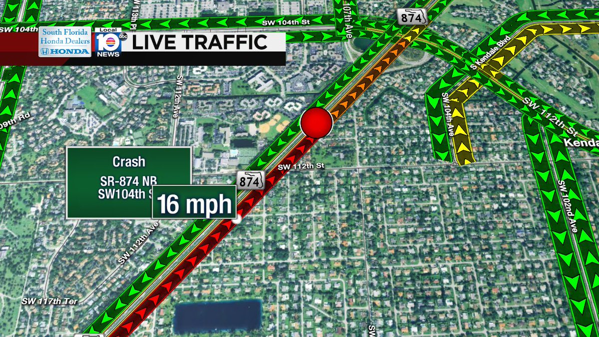 Crash on SR-874 NB at SW 104th St #traffic https://t.co/dvro15ULis