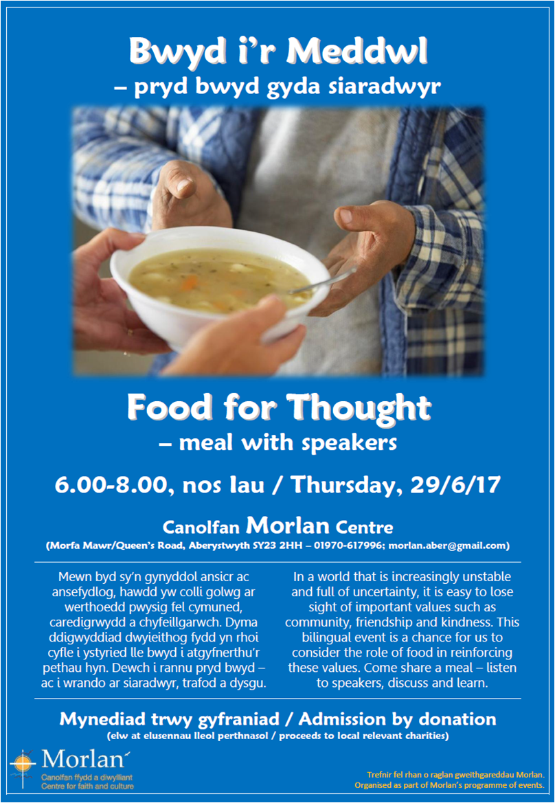 MorlanAber's tweet photo. 29/6 - come share a meal, listen to speakers and learn why food and #sharingfood is so important @AberOnline https://t.co/ntFX98Uips
