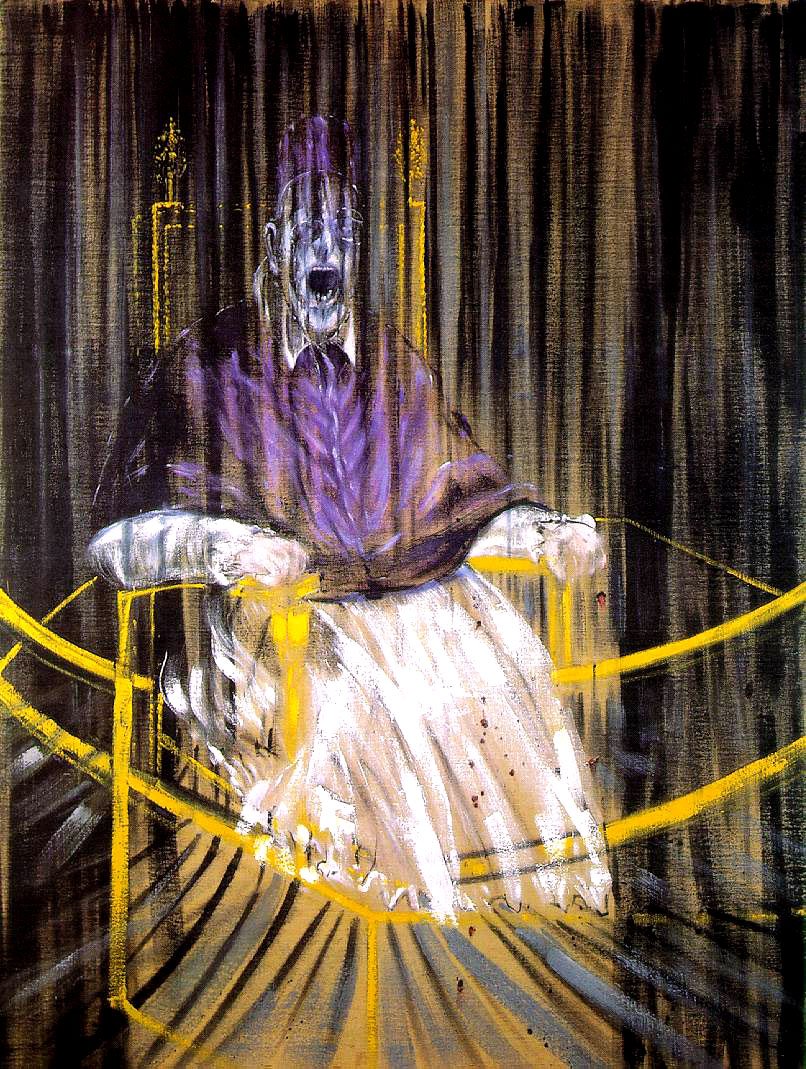 _whitedistrict_'s tweet photo. #Dettagli d'#arte:"L'orrore si nasconde dietro i paludamenti più sontuosi"(Leiris) #Bacon, Studio dal ritratto di Innocenzo X di #Velazquez https://t.co/wATD7qiTwG