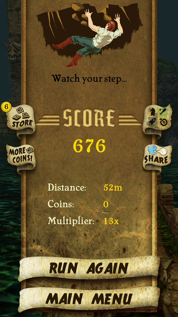 sukaina78's tweet photo. I got 676 points while escaping from demon monkeys. Beat that! https://t.co/h9zznD6wB5 #TempleRun https://t.co/VCgqUrGAyI