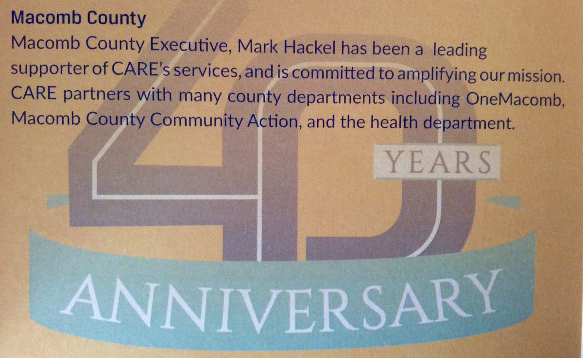 WeAreOneMacomb's tweet photo. Congrats @CAREofSEM on their 40th Anniversary! @MacombNewsNow @makemacomb @MarkHackel @MacombSheriff @apaderekmiller #OneMacomb https://t.co/pQN25OE9vW