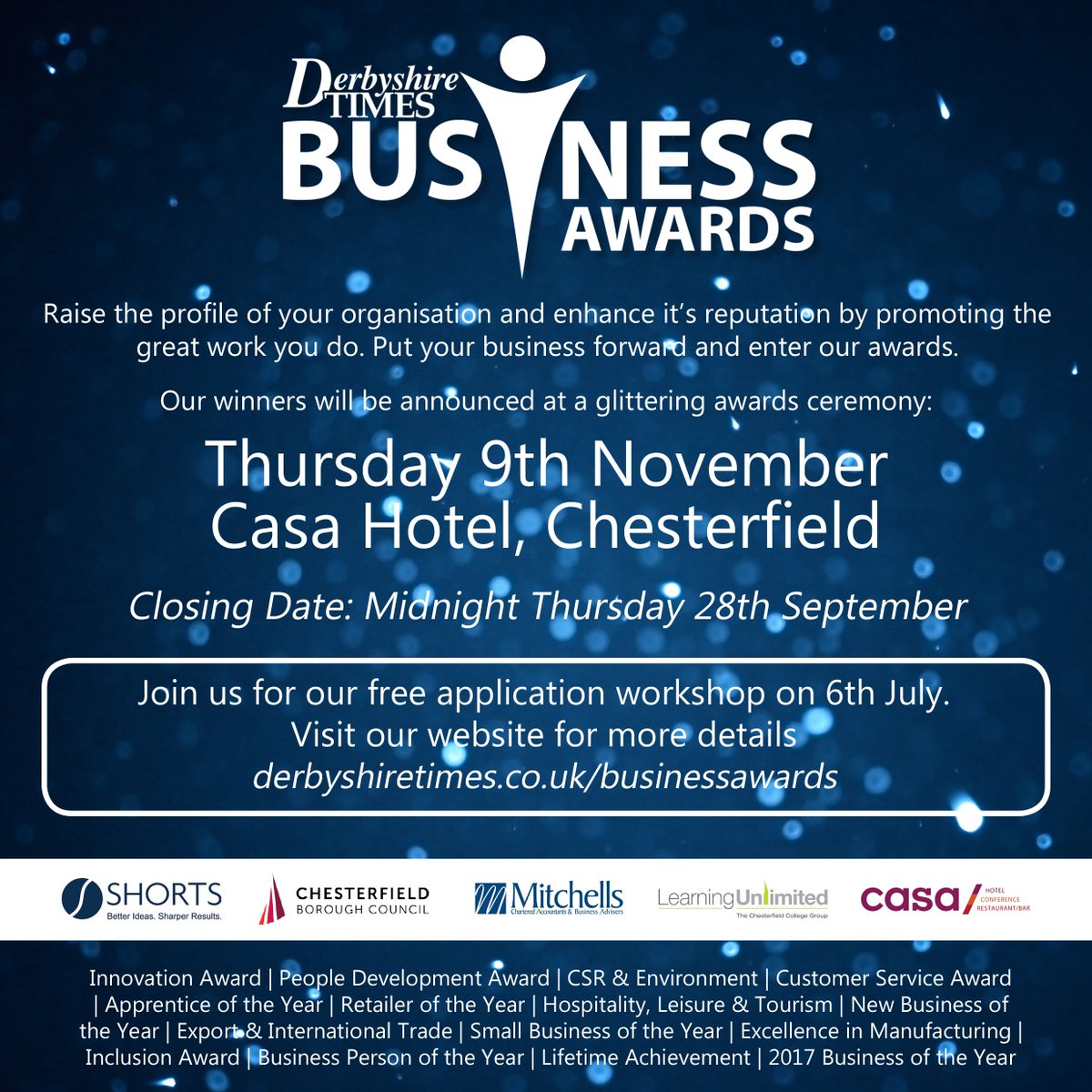 Want to raise your profile?  Enter the Derbyshire Times Business Awards. Book your FREE place on the awards workshop derbyshiretimes.co.uk/businessawards