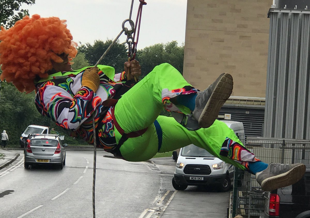 Adventure21Ltd's tweet photo. The most #crazy #colourful #abseiler today in Blackpool #charityevent #sponsoredabseil #sponsoredevents #abseiling #helpingothers #adventure https://t.co/k309utlGI4
