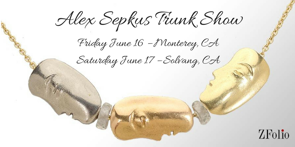 ZFolio's tweet photo. ZFolio's Annual Alex Sepkus Jewelry Trunk Show is coming soon! #designer #jewelry #ZFolio #sepkus #giftideas #trunkshow #monterey #solvang https://t.co/7JfiAMImlN