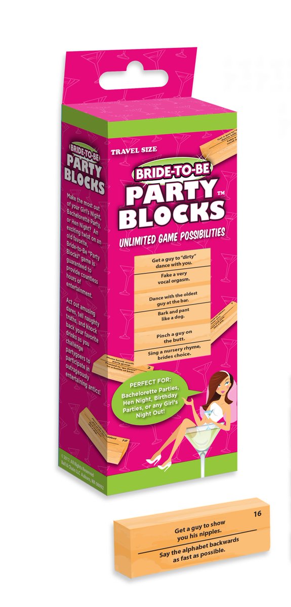 BallChain's tweet image. Coming soon to Ball &amp;amp; Chain @BallChain  The Bride to Be Party Blocks and Strip Bedroom Blocks.
#bachelorette #boardgames