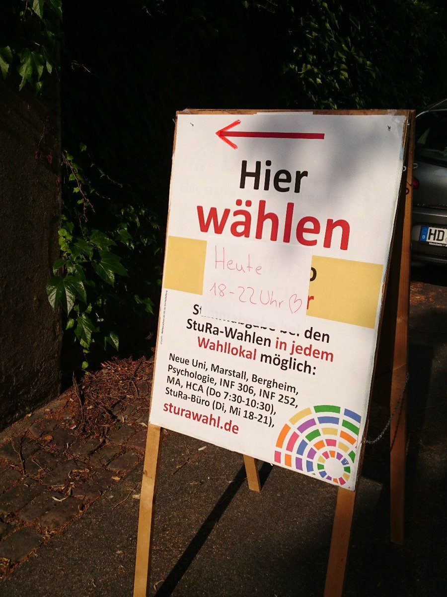 Und das "Späti"-Wahllokal ist heute wieder für euch da in der Albert-Ueberle-Straße3-5, aka StuRa-Büro von 18 - 22 Uhr.#StuRaHD #StuRaWahl17