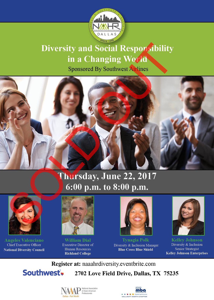 NAAAHRDallas's tweet photo. So excited to be partnering again tommorrow with @SouthwestAir  for our Annual Diversity events. It's a sold out event! https://t.co/25GrEOqSW1